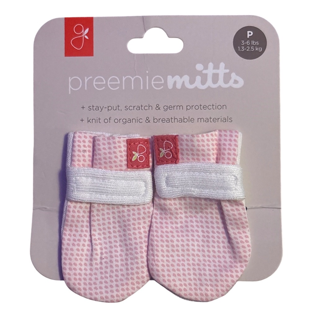 NEW Goumi Preemie Stay-On Baby Mitts Organic Bamboo Scratch Protection 3-6 lb